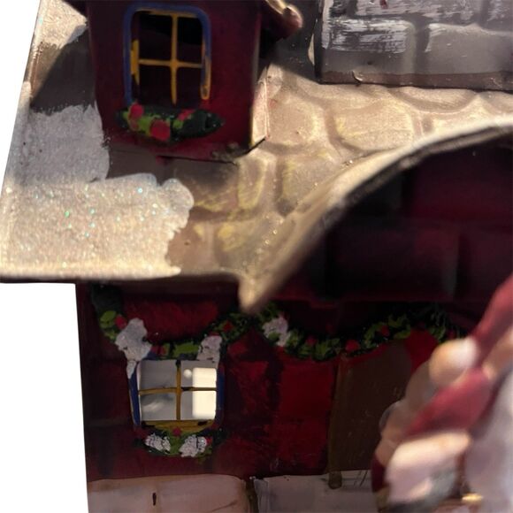 Metal Christmas House Lantern Santa Snowman Holiday Village Tealught Holder GUC - Picture 15 of 16